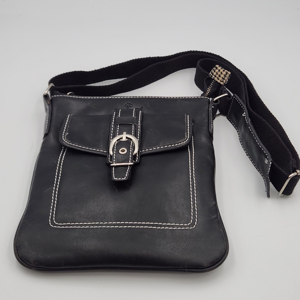 Samsonite Leather Crossbody Bag Black Small‎ Messenger Adjustable Strap